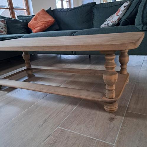 Massief eiken, rechthoekige salontafel, Huis en Inrichting, Tafels | Salontafels, Gebruikt, Minder dan 50 cm, 150 tot 200 cm, Rechthoekig