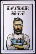 Metalen reclamebord met Barber shop in reliëf--(20x30cm)., Collections, Marques & Objets publicitaires, Envoi, Panneau publicitaire