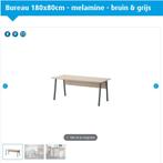 Bureau 180x80cm - melamine - bruin & grijs, Ophalen, Zo goed als nieuw, Bureau