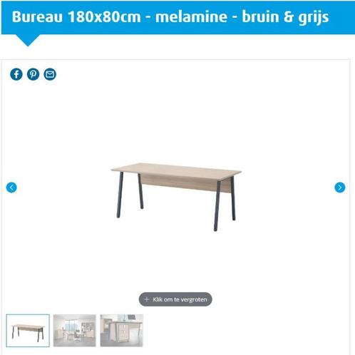 Bureau 180x80cm - melamine - bruin & grijs, Huis en Inrichting, Bureaus, Zo goed als nieuw, Bureau, Ophalen