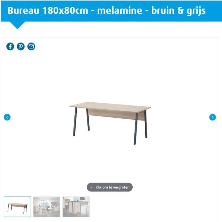 Bureau 180x80cm - melamine - bruin & grijs, Huis en Inrichting, Bureaus, Zo goed als nieuw, Bureau, Ophalen