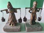 Bronzen beeldjes op marmeren voet, Antiek en Kunst, Ophalen, Brons