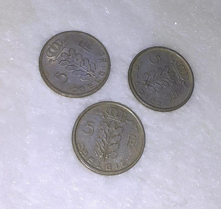 3 munten vintage België 5 franc 1949 1950 en 1964, Postzegels en Munten, Munten | België, Setje, Overig, Verzenden