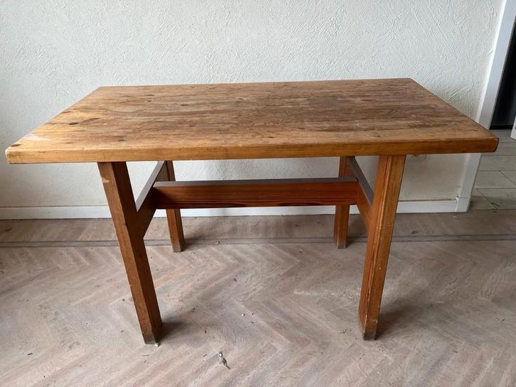 Houten tafel, Huis en Inrichting, Tafels | Eettafels, Gebruikt, 50 tot 100 cm, 100 tot 150 cm, Vier personen, Rechthoekig, Grenenhout