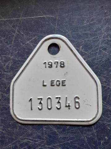 Fietsplaat  L EGE  normaal LIEGE 1978 misdruk beschikbaar voor biedingen