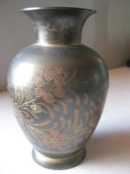 Vase en laiton avec incrustation émaillée et cuivre VINTAGE, Enlèvement ou Envoi