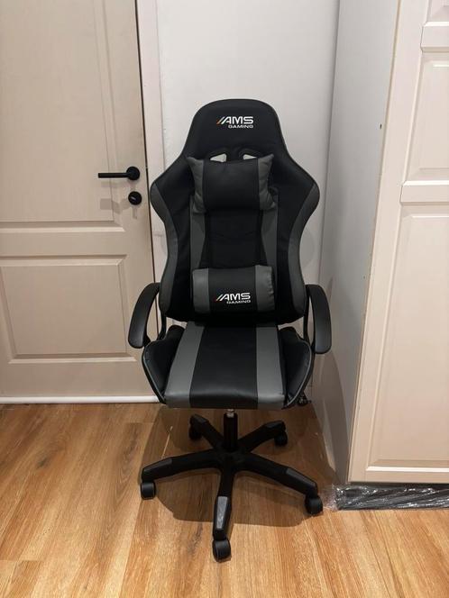 Chaise gaming AMS – ergonomique, bon état – 45€, Huis en Inrichting, Bureaustoelen, Zo goed als nieuw, Bureaustoel, Grijs, Ergonomisch