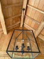 Hanglamp smeedijzer en glas, Huis en Inrichting, Ophalen, Gebruikt, 50 tot 75 cm, Glas