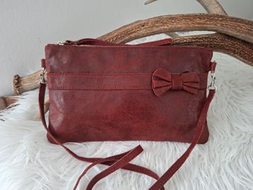 Handtasje crossbody bordeaux leder beschikbaar voor biedingen