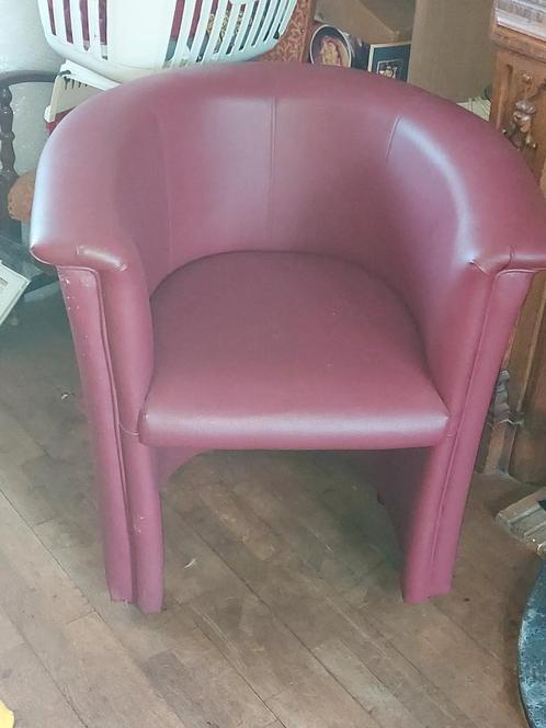 fauteuil bordeaux, Huis en Inrichting, Stoelen, Gebruikt, Leer, Ophalen