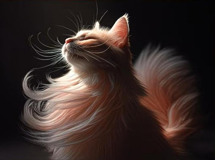 Peinture au diamant chat à poil long 50x40cm (rond), Hobby & Loisirs créatifs, Bricolage, Neuf, Bricolage, Enlèvement ou Envoi