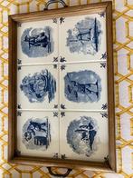 Dienblad met tegeltjes in Delfts blauw, Antiek en Kunst, Antiek | Woonaccessoires, Ophalen