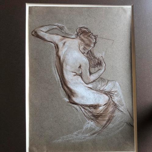 Vrouwelijk naakt, c. 1870, Van Biesbroeck, Antiek en Kunst, Kunst | Tekeningen en Fotografie, Ophalen