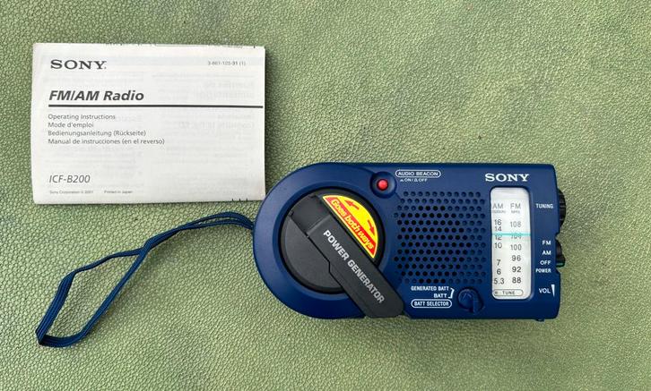 Sony ICF-B200 radio - stroomgenerator, Audio, Tv en Foto, Radio's, Radio, Ophalen of Verzenden