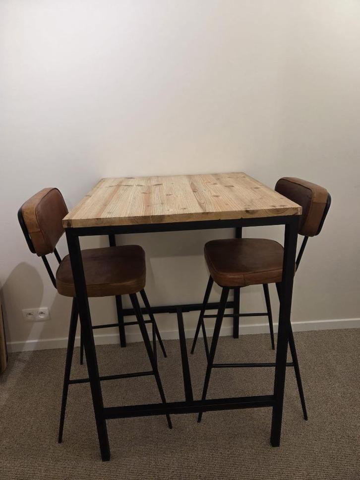 Table de bar avec 2 tabourets, Maison & Meubles, Tables | Tables mange-debout, Utilisé, Enlèvement