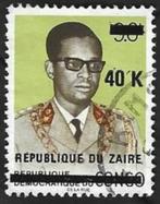 1 Postzegel 1977  Congo en Zaïre met opdruk (I) Mobutu, Postzegels en Munten, Ophalen of Verzenden, Overige landen, Gestempeld