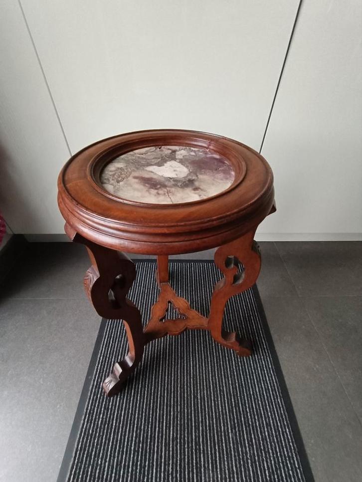 Antieke unieke piëdestal / bijzettafel, marmeren blad, Antiek en Kunst, Antiek | Meubels | Tafels, Ophalen