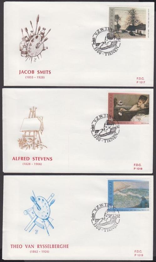 BELGIË - FDC Belgische kunstwerken - Y&T 2462/2464 + TIENEN, Postzegels en Munten, Postzegels | Europa | België, Postfris, 1e dag stempel