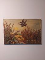 Vintage schilderij: Eenden in het moeras - Olieverf op doek, Antiek en Kunst, Ophalen of Verzenden