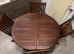 Table en bois (extensible) et 4 chaises, 100 à 150 cm, Ovale, Teck, Enlèvement