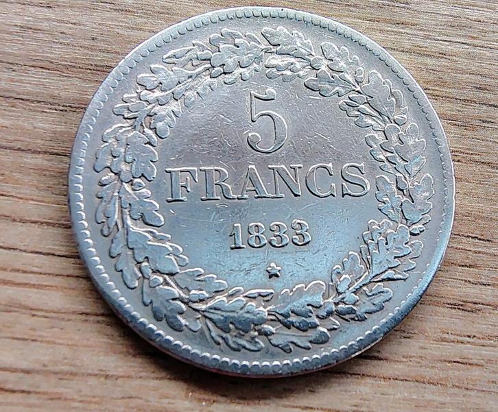 5 francs - Léopold Ier tête laurée, Postzegels en Munten, Munten | België, Losse munt, Zilver, Zilver, Ophalen of Verzenden