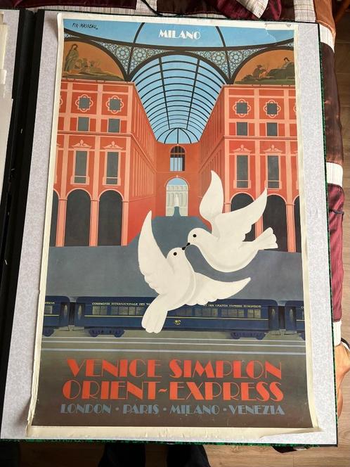4 Affiches originales chemin de fer Orient Express - Venice, Collections, Trains & Trams, Utilisé, Train, Envoi