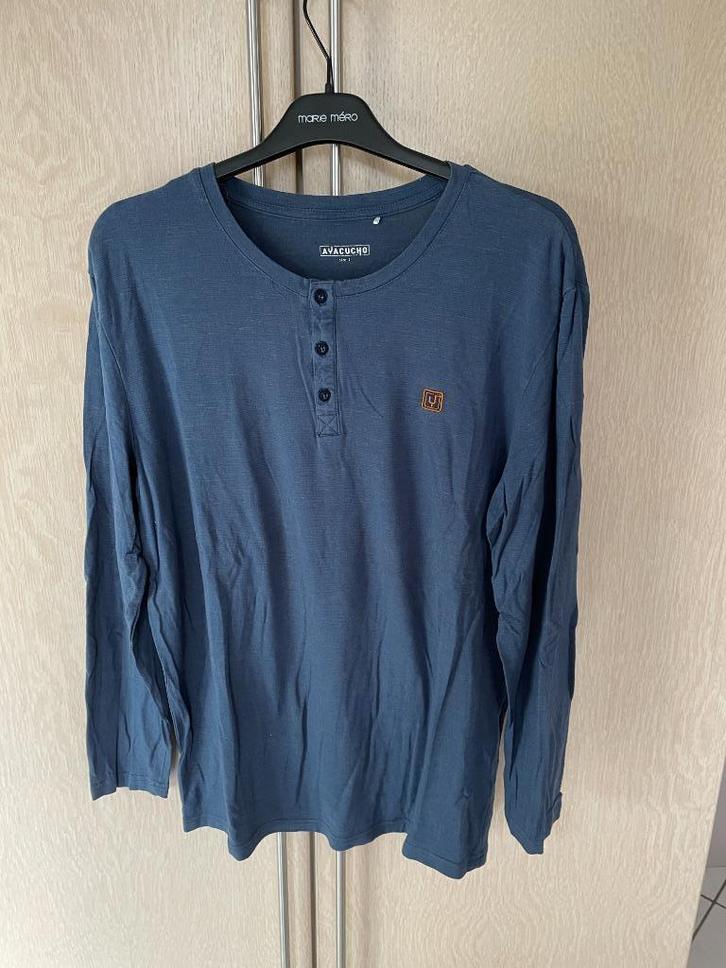 Blauw T-shirt Ayacucho Lange mouwen L, Kleding | Heren, T-shirts, Gedragen, Maat 52/54 (L), Blauw, Ophalen of Verzenden