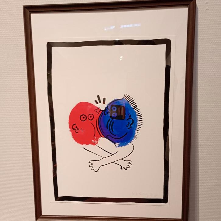 Keith Haring, pièce rare signée à la main, Antiquités & Art, Art | Lithographies & Sérigraphies, Enlèvement ou Envoi