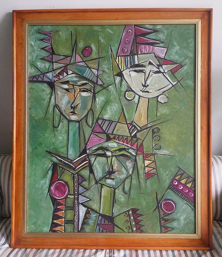 GROOT) - 3 vrouwenfiguren 1989 - Gianto (Indonesië), Antiek en Kunst, Kunst | Schilderijen | Klassiek, Ophalen
