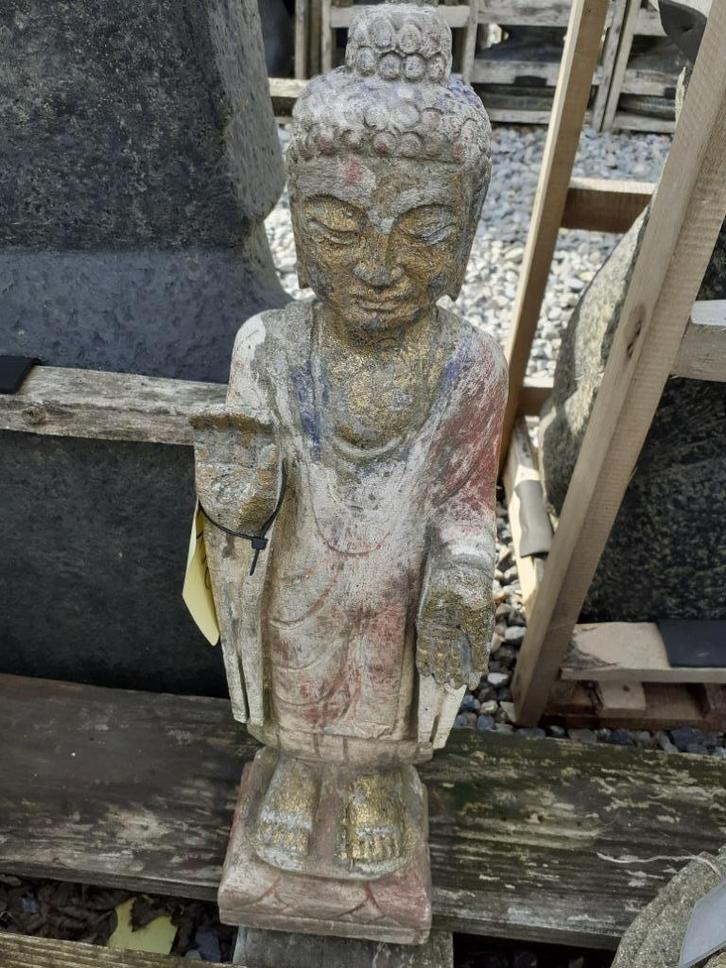 Boeddha in beschilderde blauwe steen (hoogte 50 cm), Huis en Inrichting, Woonaccessoires | Boeddhabeelden, Zo goed als nieuw, Ophalen