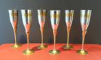 6 flûtes à champagne métal argenté et laiton doré - '70, Antiquités & Art, Enlèvement ou Envoi