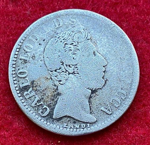 Zeer zeldzaam - 2 Lire zilveren munt 1837 Ducca Di Lucca, Antiek en Kunst, Antiek | Zilver en Goud, Zilver, Ophalen of Verzenden