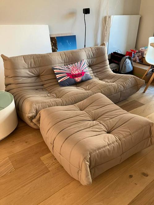 Ligne Roset Togo 3-zits modulaire bank Beige Grijs, Huis en Inrichting, Zetels | Complete zithoeken, Gebruikt, Stof, Ophalen of Verzenden