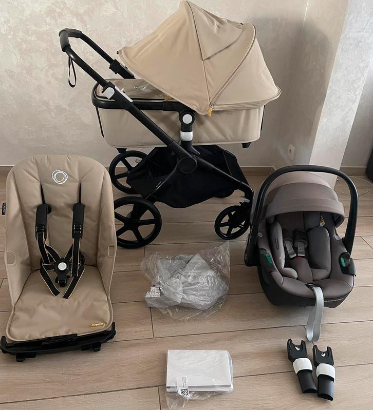 Bugaboo Fox Cub Beige Kinderwagen 3-in-1 Complete Set, Kinderen en Baby's, Buggy's, Zo goed als nieuw, Regenhoes, Verstelbare rugleuning