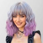 Duo color carnaval pruik schouderlang haar met golfjes, Envoi, Neuf