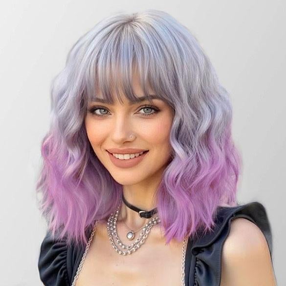 Duo color carnaval pruik schouderlang haar met golfjes, Handtassen en Accessoires, Uiterlijk | Haarverzorging, Nieuw, Verzenden