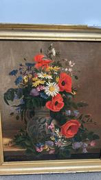 Schilderij bloemen uit 1869, Antiek en Kunst, Ophalen of Verzenden