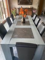Unieke steigerhouten tafel met Chinese natuursteen, Huis en Inrichting, Ophalen, Gebruikt, 200 cm of meer, 50 tot 100 cm