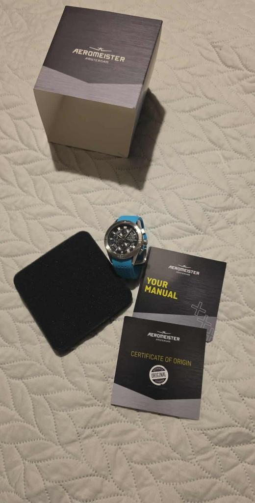 Herenhorloge van Aeromeister, Handtassen en Accessoires, Smartwatches, Zo goed als nieuw, Blauw, Ophalen