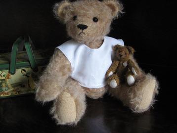 Teddybeer Marloes 35 cm met Pip 10 cm handgemaakt !! beschikbaar voor biedingen