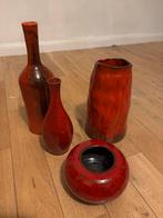 Set van rode keramiek, Huis en Inrichting, Woonaccessoires | Vazen, Ophalen, Zo goed als nieuw, Rood