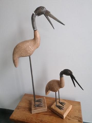 Decoratieve vogels /flamingo's 2 stuks 