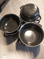 3 Mosselpotten zwart groot + klein 2kg mosselen, Huis en Inrichting, Keuken | Potten en Pannen, Overige materialen, Pot, Bus of Blik