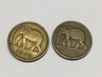 Belgisch Congo 2 x 2 Frank 1946 en 1947, Ophalen of Verzenden