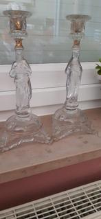 2 Val Saint Lambert kandelaars, 2, 29 cm hoog, Antiek en Kunst, Ophalen of Verzenden