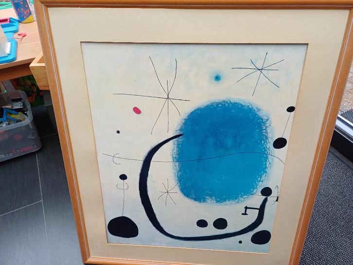 geschilderde reproductie van schilderij van J. Miro, Antiek en Kunst, Kunst | Schilderijen | Klassiek, Ophalen