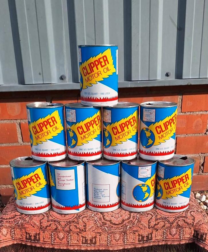 Vintage USA olieblik, olieblikken van Clipper Motor Oil., Verzamelen, Merken en Reclamevoorwerpen, Gebruikt, Verpakking, Ophalen of Verzenden