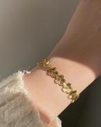 Bracelet doré fleurs délicates - acier inoxydable, Ophalen of Verzenden, Zo goed als nieuw, Staal