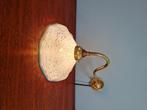 Wandlamp van messing en blauw gespikkeld glas, Antiek en Kunst, Ophalen of Verzenden