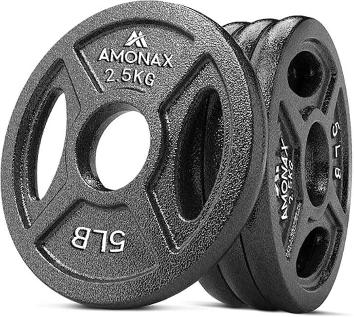 Amonax Gietijzeren halterschijvenset 4 x 2,5kg GRATIS LEVE, Sport en Fitness, Fitnessmaterialen, Nieuw, Halterschijven, Verzenden